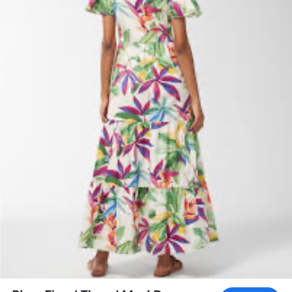 Tropical cotton floral tiered maxi dress size 4 - Picture 4 of 7